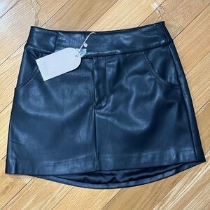 Meshki Black Faux Leather Mini Skirt
